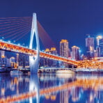 Dusk,Of,Chaotianmen,Yangtze,River,Bridge,In,Chongqing,Mountain,City