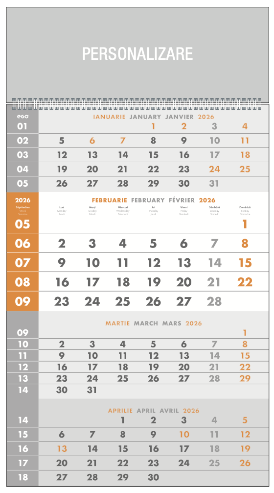 Personalizare calendare trimtice speciale